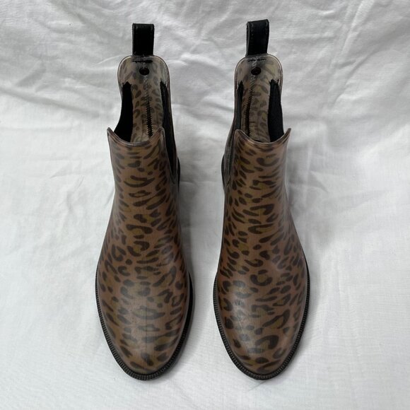 Joules Womens Leopard Print Rubber Chelsea Welly Rainboots Size US 7 EU 38 UK 5 - Picture 7 of 12